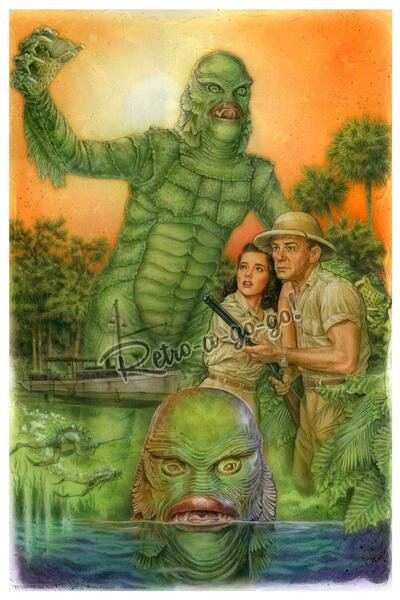 Retro-a-go-go! - P'gosh Return To The Black Lagoon Print