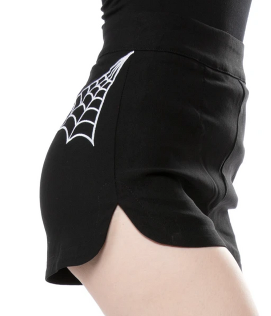 Sourpuss Spiderweb Embroidered Sweetie Pie Shorts