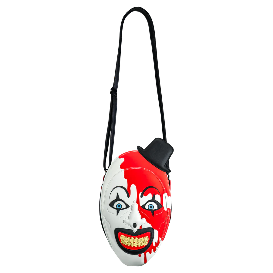 art the Clown from terrifier with a black top hat bag 