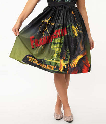 Unique Vintage X Universal Monsters Frankenstein Movie Poster Swing Skirt