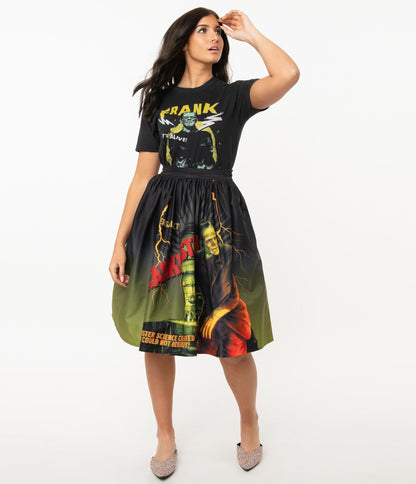 Unique Vintage X Universal Monsters Frankenstein Movie Poster Swing Skirt