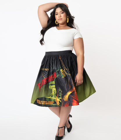 Unique Vintage X Universal Monsters Frankenstein Movie Poster Swing Skirt