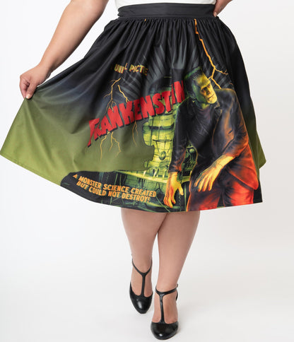Unique Vintage X Universal Monsters Frankenstein Movie Poster Swing Skirt