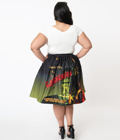 Unique Vintage X Universal Monsters Frankenstein Movie Poster Swing Skirt