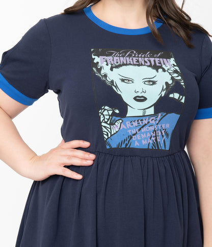 Unique Vintage X Universal Monsters Bride Of Frankenstein Tessa Fit and Flare Dress