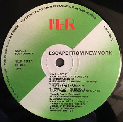 John Carpenter In Association With Alan Howarth – John Carpenter's Escape From New York Vinyl
