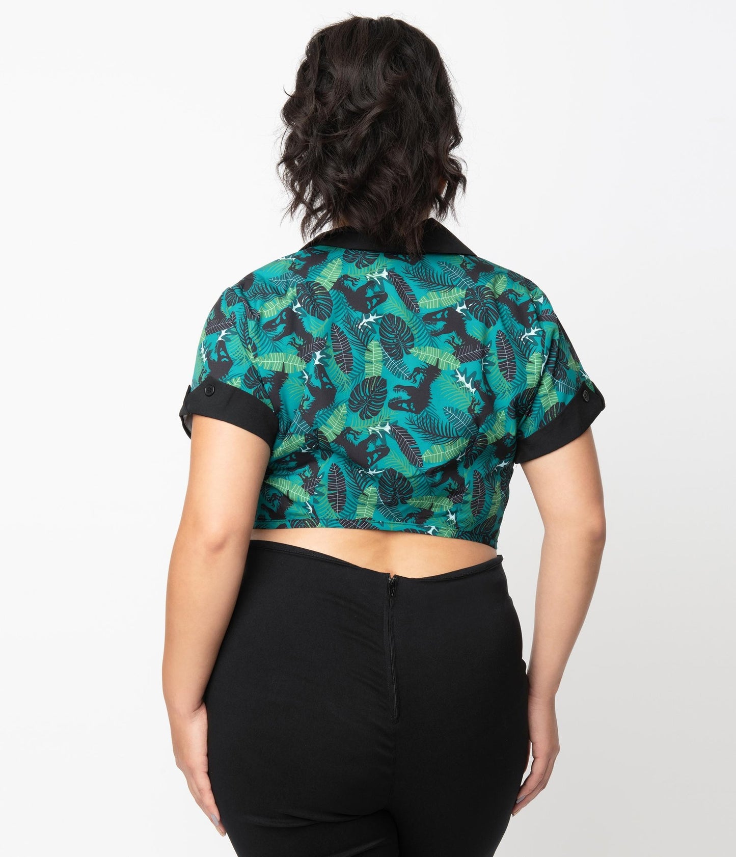 Unique Vintage X Jurassic Park T-Rex Tropical Print Shirley Crop Top