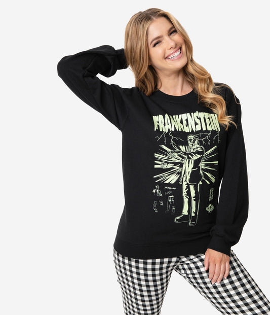 Unique Vintage X Universal Monsters Unisex Frankenstein Glow in the Dark Sweatshirt