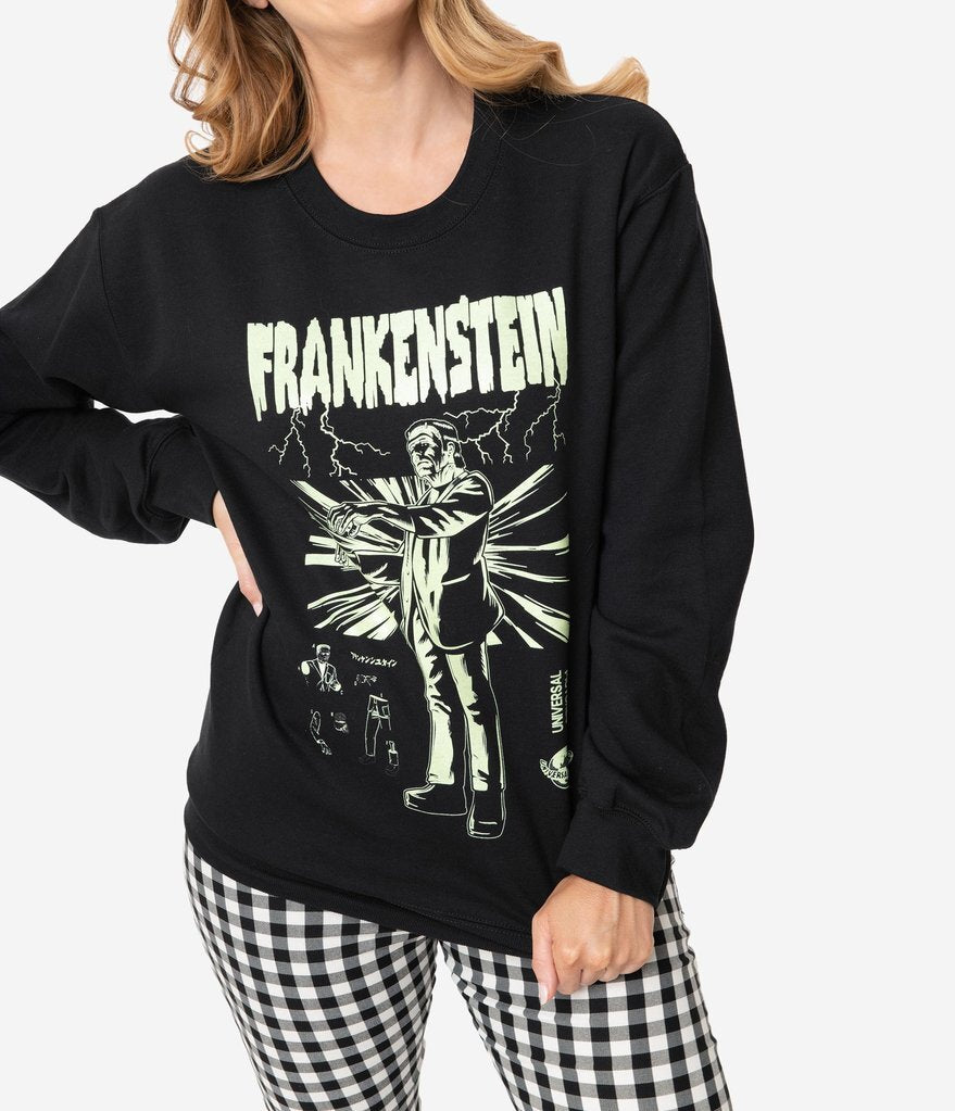 Unique Vintage X Universal Monsters Unisex Frankenstein Glow in the Dark Sweatshirt