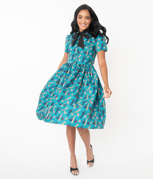 Unique Vintage X Universal Monsters Frankenstein Print Cora Swing Dress