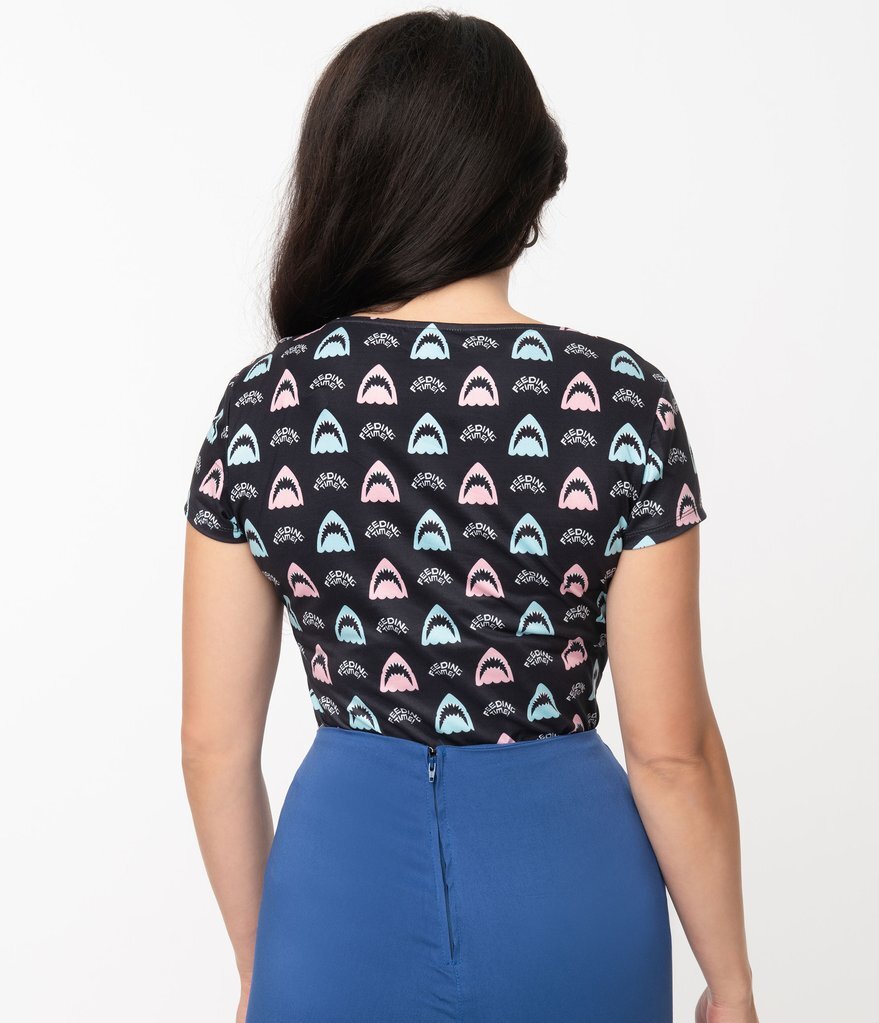 Unique Vintage X Jaws Feeding Time Print Rosemary Top