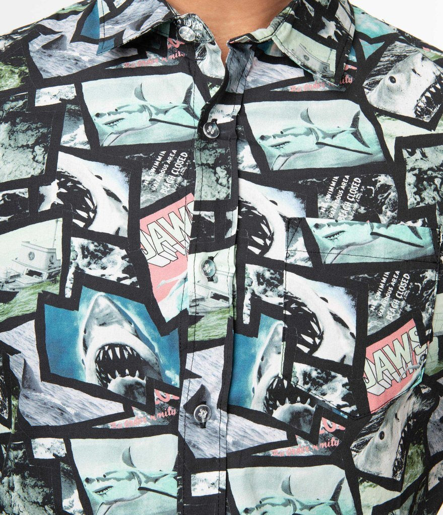 Unique Vintage X Jaws Movie Clips Collage Men's Shirt