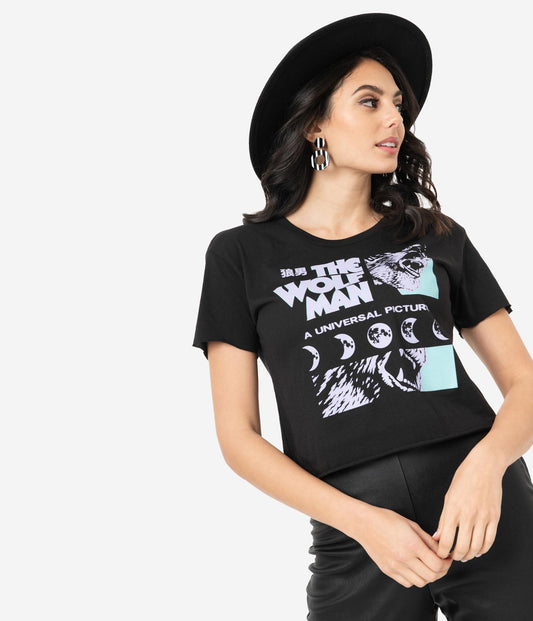 Unique Vintage X Universal Monsters Wolfman Crop Top Black