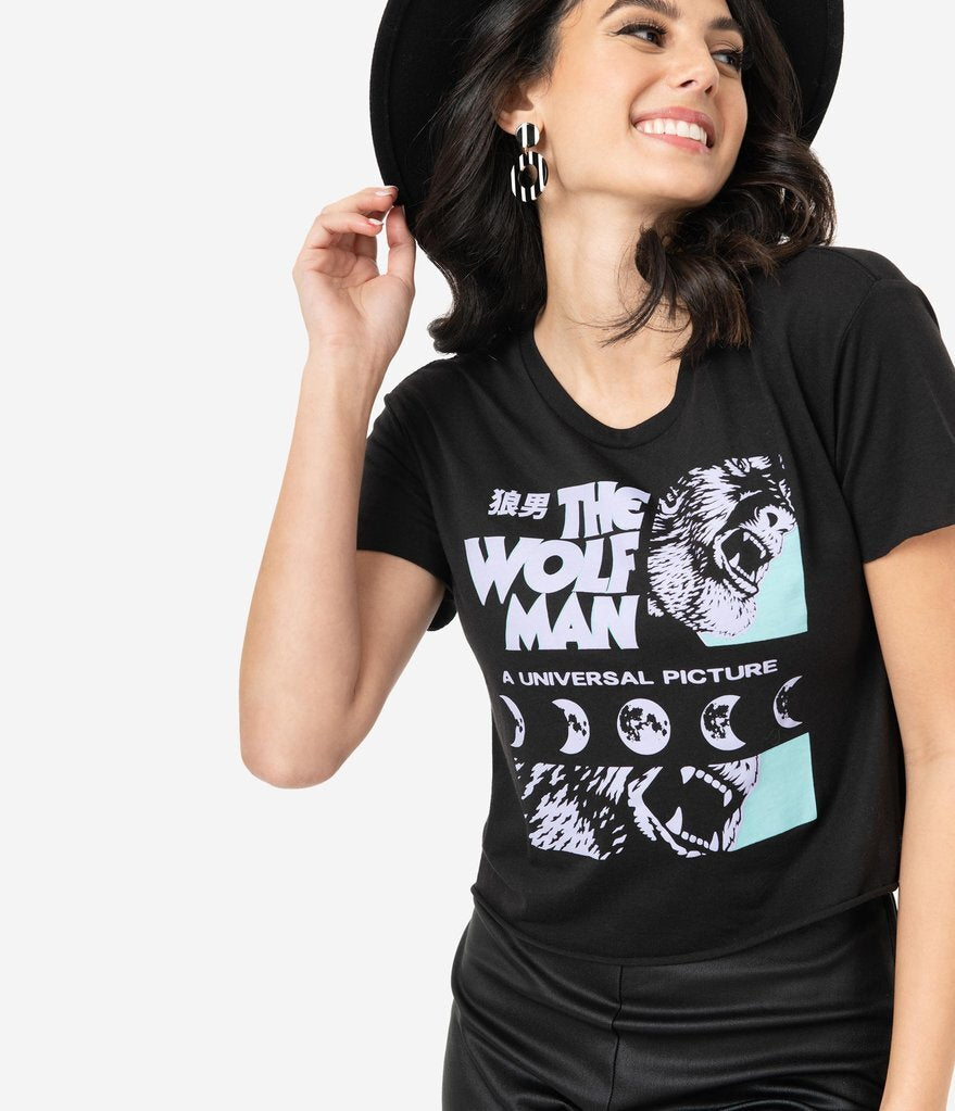 Unique Vintage X Universal Monsters Wolfman Crop Top Black