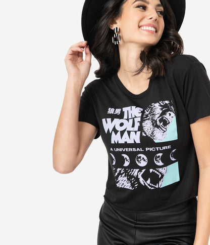 Unique Vintage X Universal Monsters Wolfman Crop Top Black