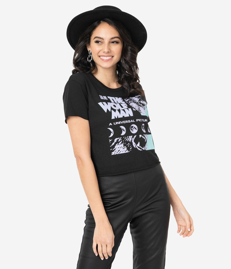 Unique Vintage X Universal Monsters Wolfman Crop Top Black